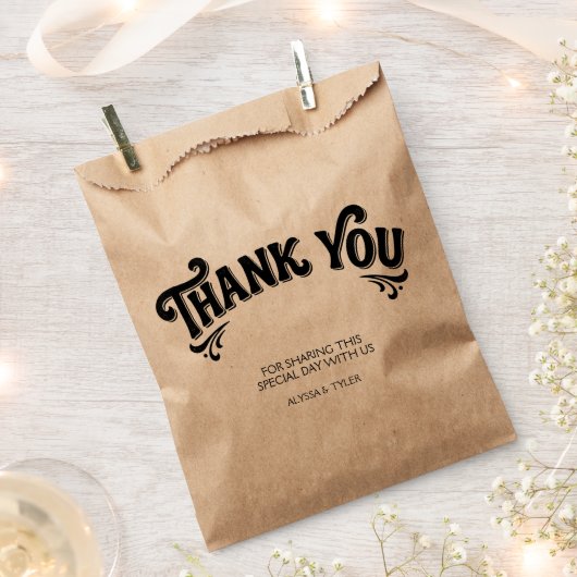 Stylisches Retro-Schwarz & Craft-Hochzeit Geschenktütchen (Ausgeschnitten)