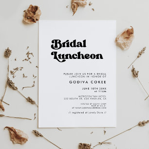 Stylisches Retro Schwarz-Weiß-Bridal Luncheon Einladung