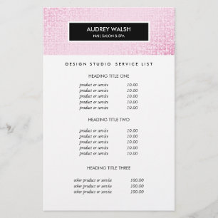 Stylisches rosa Pailletten Salon Preise & Dienstle Flyer