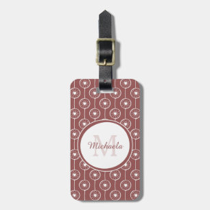 Stylisches Rotbraun-Hearts Monogramm und Name Gepäckanhänger