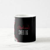Stylisches rotes süßes 16 Zebra Herz Design Name Kaffeetasse (Mittel)