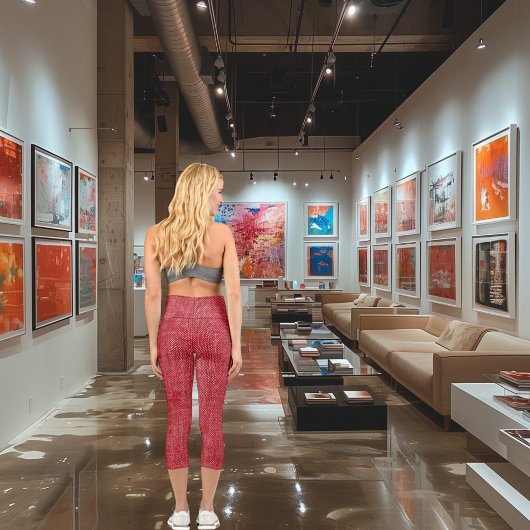 Stylisches rotes Texturmuster: Benutzerdefinierter Capri Leggings