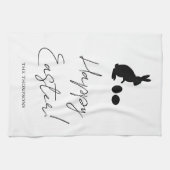 Stylisches Schwarz Frohe Ostern mit Hasensilhouett Geschirrtuch (Horizontal)