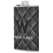 Stylisches Schwarz Leder Custom Monogram Flachmann (Links)