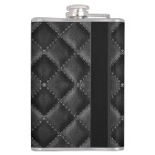 Stylisches Schwarz Leder Custom Monogram Flachmann (Rückseite)