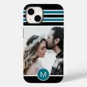 Stylisches, schwarz Streifen Monogram Custom Foto Case-Mate iPhone Hülle (Rückseite)