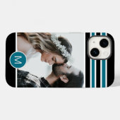 Stylisches, schwarz Streifen Monogram Custom Foto Case-Mate iPhone Hülle (Rückseite (Horizontal))
