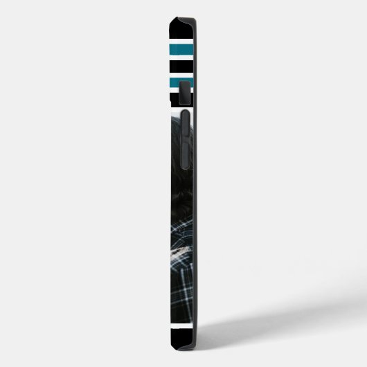 Stylisches, schwarz Streifen Monogram Custom Foto Case-Mate iPhone Hülle (Rückseite / Links)