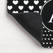 Stylisches Schwarz-Weiß-Herz-Monogramm Mousepad (Ecke)