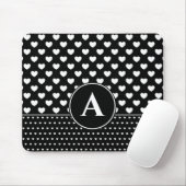 Stylisches Schwarz-Weiß-Herz-Monogramm Mousepad (Mit Mouse)