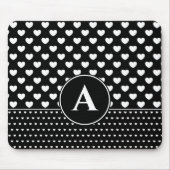 Stylisches Schwarz-Weiß-Herz-Monogramm Mousepad (Vorne)
