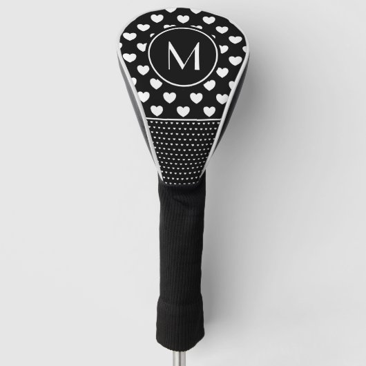 Stylisches Schwarz-Weiß-Monogramm Golf Headcover (Vorderseite)