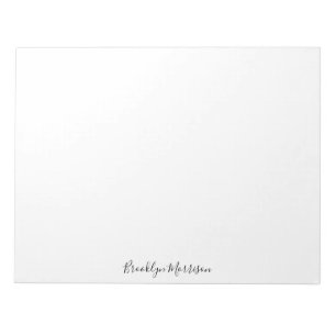 Stylisches schwarzes benutzerdefiniertes Skriptnam Notizblock