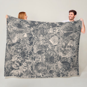 Stylisches schwarzes Pariser Toile-Design Fleecedecke