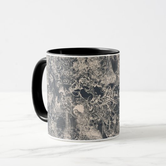 Stylisches schwarzes Pariser Toile-Design Tasse (Vorderseite Links)