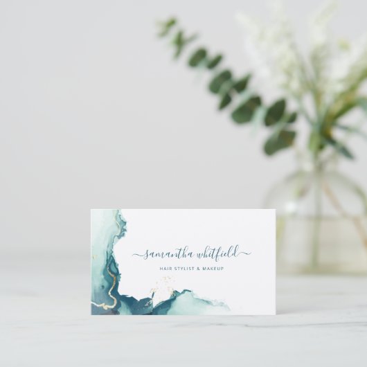 Stylisches Script Marble Agate Abstrakt Pattern Visitenkarte (Stehend Vorderseite)