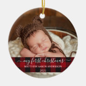 Stylisches Script Mein erstes Weihnachtsbaby Karie Keramik Ornament (Vorne)