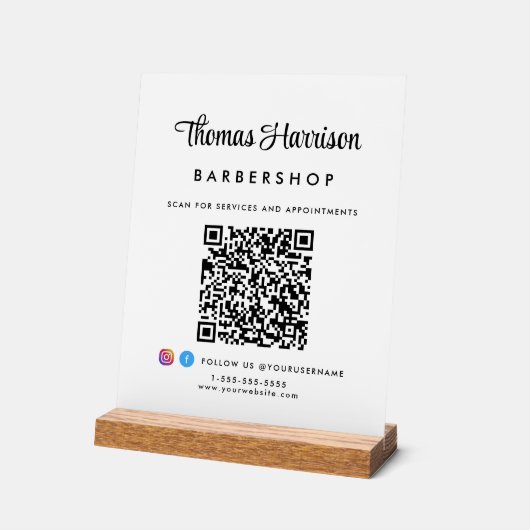 Stylisches Signature Script QR Code Business Acrylschild (Winkel)