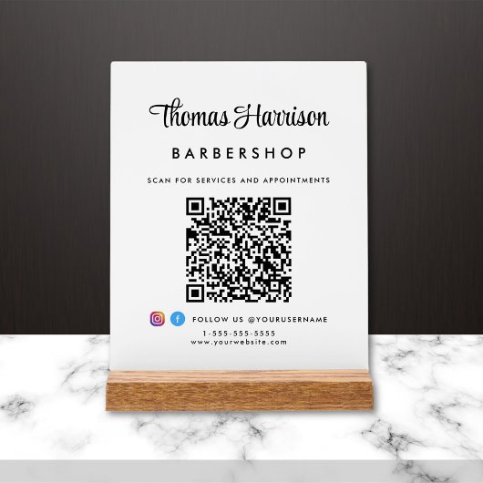 Stylisches Signature Script QR Code Business Acrylschild