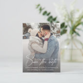 stylisches Signaturskriptfade-Foto Save the Date Postkarte (Stehend Vorderseite)