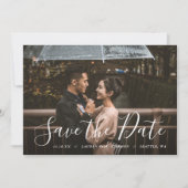 Stylisches Skript-Foto-Overlay Save the Date Einladung (Vorderseite)
