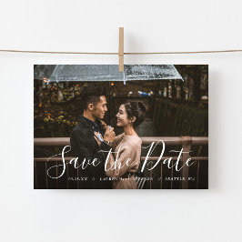 Stylisches Skript-Foto-Overlay Save the Date Magne Magneteinladung