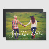Stylisches Skript-Foto-Overlay Save the Date Magneteinladung (Vorne/Hinten)