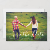 Stylisches Skript-Foto-Overlay Save the Date Magneteinladung (Vorderseite)