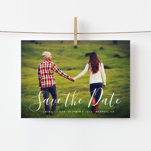 Stylisches Skript-Foto-Overlay Save the Date Magneteinladung