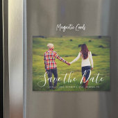 Stylisches Skript-Foto-Overlay Save the Date Magneteinladung