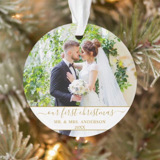 Stylisches Skript Unser erstes Weihnachtsgold und Ornament (Baum)