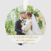 Stylisches Skript Unser erstes Weihnachtsgold und Ornament (Vorderseite)