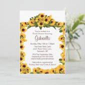 Stylisches Sonnenblumen-Rahmen-Brautparty laden Si Einladung (Stehend Vorderseite)