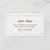 Stylisches Tailor Dressmaker Gold Visitenkarte (Rückseite)
