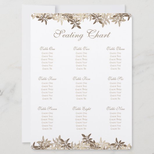 Stylisches Tan- und Braunfloralzeichen-Blätter Einladung (Rückseite)