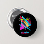 Stylisches Ukraine-Ski-Abenteuer Grafik Button (Vorne & Hinten)