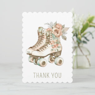 Stylisches Vintage-Blumen-Retro-Rollschuh-Design Einladung