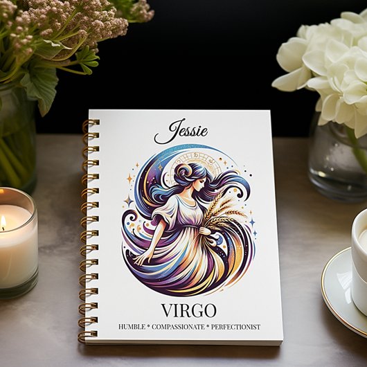 Stylisches Watercolor Virgo Custom Journal Notizblock