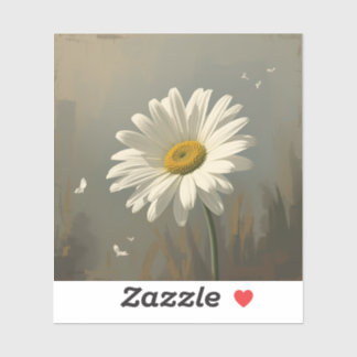 stylised blooming daisy paintings aufkleber