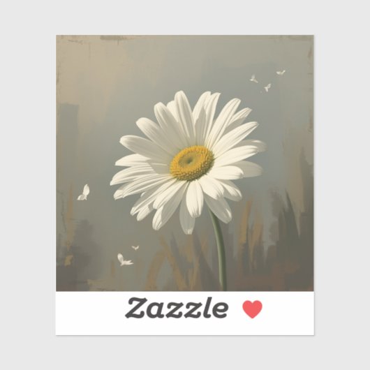 stylised blooming daisy paintings aufkleber (Blatt)