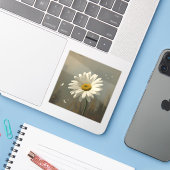 stylised blooming daisy paintings aufkleber (Laptop mit iPhone)