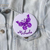 Stylised lila Schmetterlingskunst-Namenknopf Button (Beispiel)