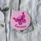 Stylised pink butterfly art name button (Beispiel)
