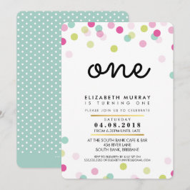 STYLISH 1. Geburtstag Party INVITE Pink Minze Girl Einladung