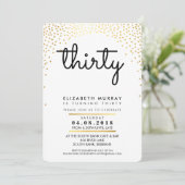 STYLISH 30. Geburtstag Party INVITE Goldkonfetti Einladung (Stehend Vorderseite)