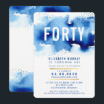 STYLISH 40. Geburtstag Party INVITE Aquarellblau Einladung<br><div class="desc">Ein trendiges Einladungs-Design für Ihren BIRTHDAY für jedes Alter - kontaktieren Sie mich, um den Glitzer-Typ für Sie zu ändern! TIPP: 1. Um Grafiken und Schriftart zu ändern/zu verschieben und mehr Text hinzuzufügen, klicken Sie auf den Button "Anpassen". - - - - - - - - - - - -...</div>