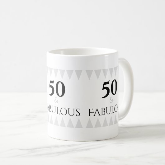 Stylish 50 & Fabulous Silver Black Typografy Kaffeetasse (VorderseiteRechts)
