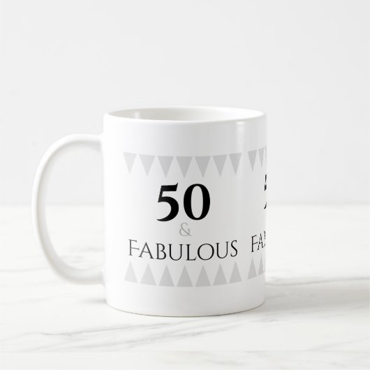 Stylish 50 & Fabulous Silver Black Typografy Kaffeetasse (Links)