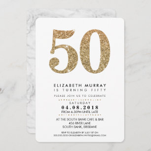 STYLISH 50. Geburtstagsparty INVITE Gold Glitzer 5 Einladung
