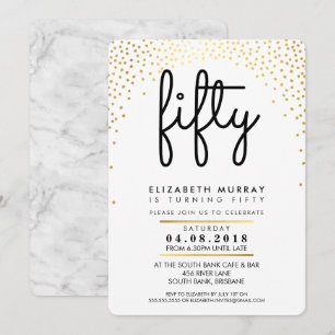 STYLISH 50. Geburtstagsparty INVITE Gold Konfetti Einladung